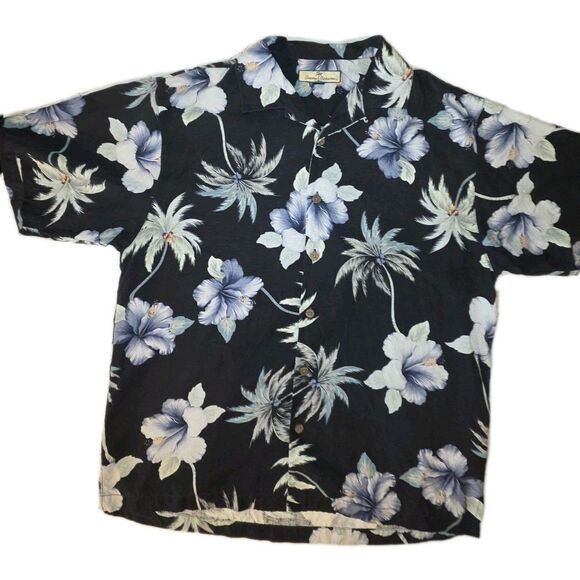 Tommy Bahama 100% Silk Shirt Short Sleeve Floral Hawaiian Button Mens Medium - Picture 1 of 4